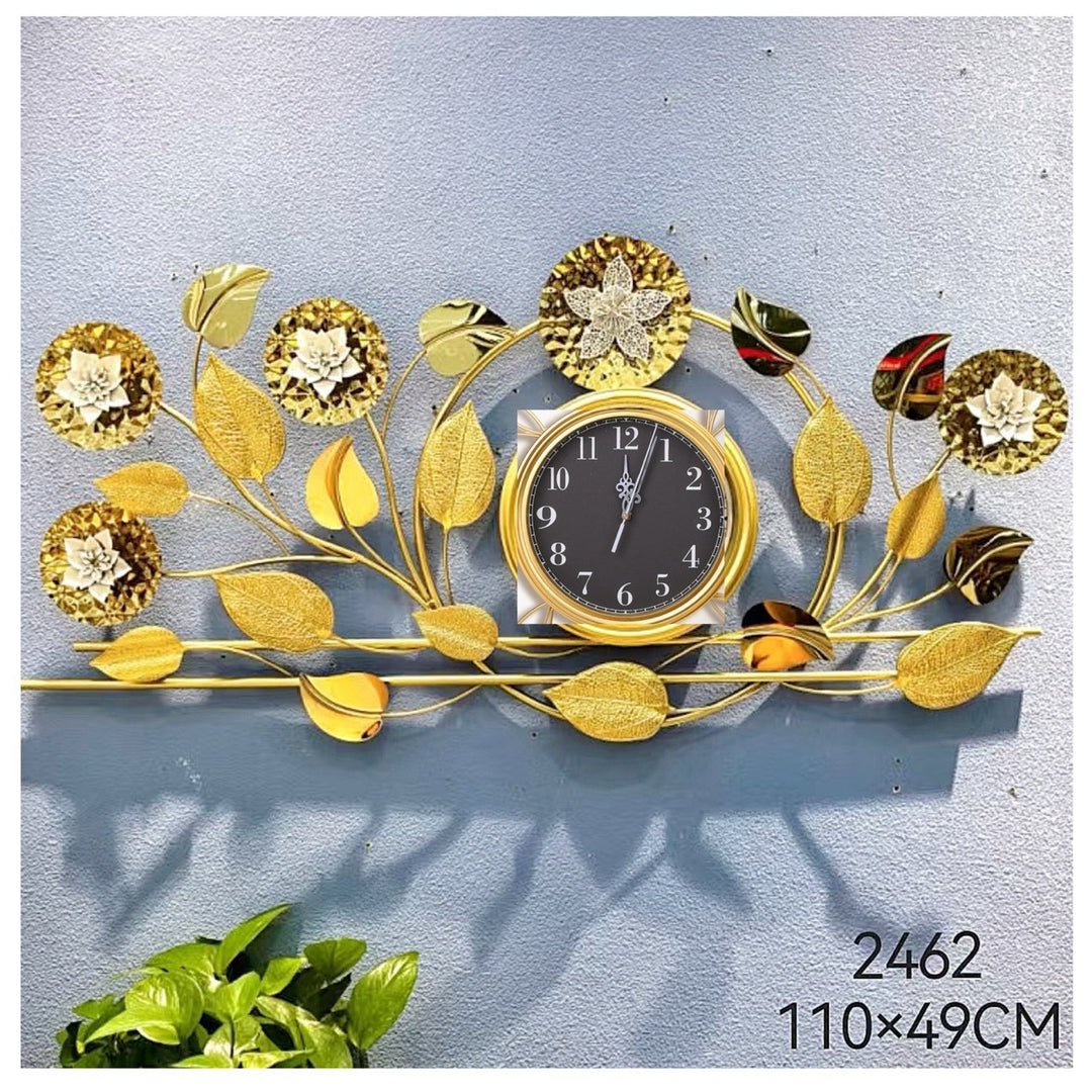 Floral Wall Clock with Decorative Leaf Design Stornfield