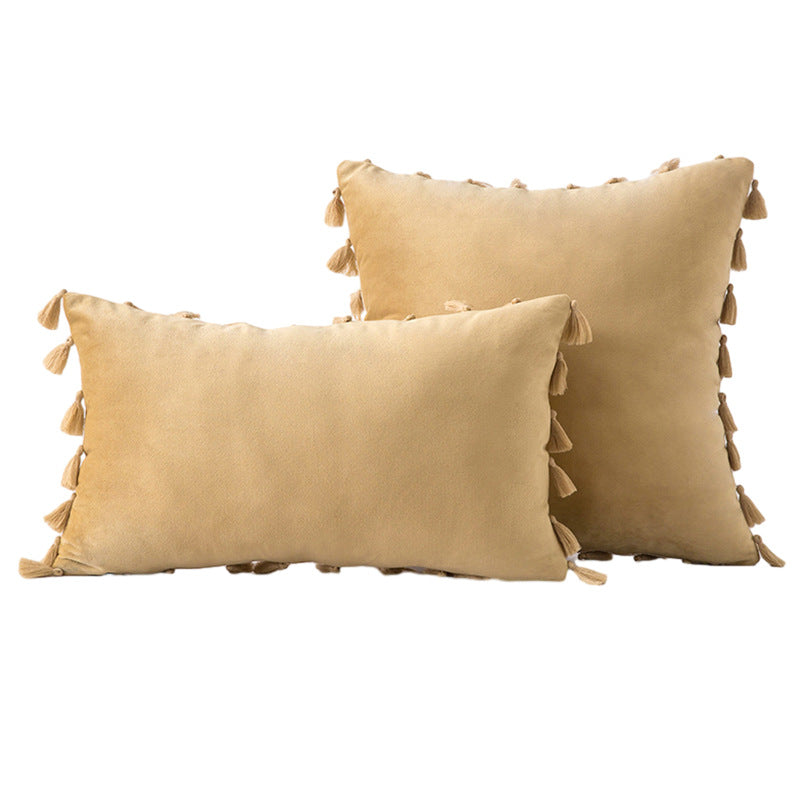 Velvet Tassel-Trim Square and Lumbar Decorative Pillow Set