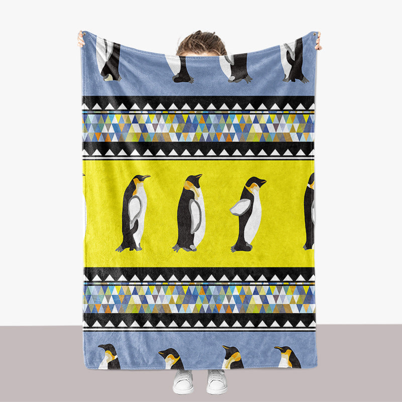 Penguin-Themed Plush Throw Blanket