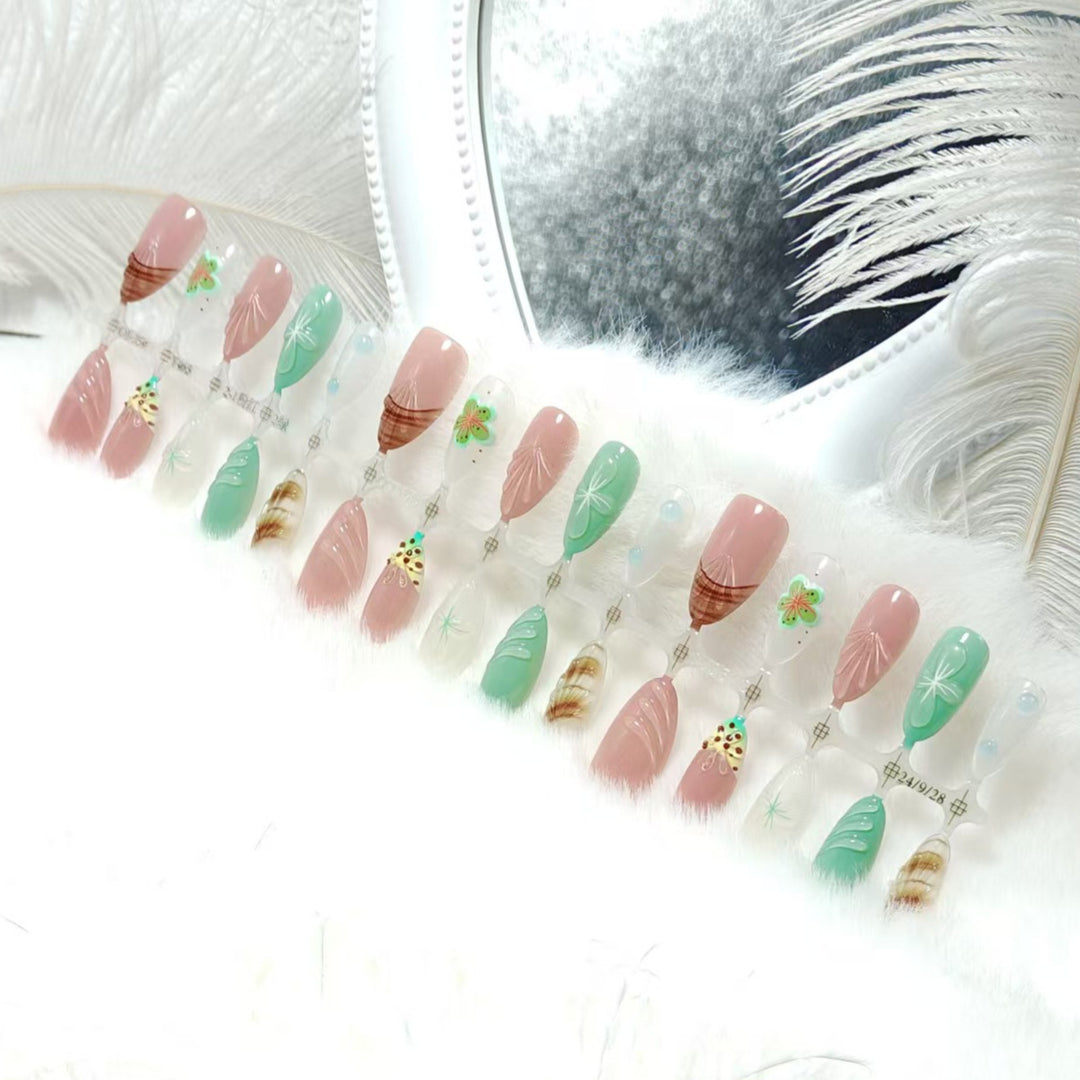 Artificial nails with elegant 3D flower and gradient design Stornfield