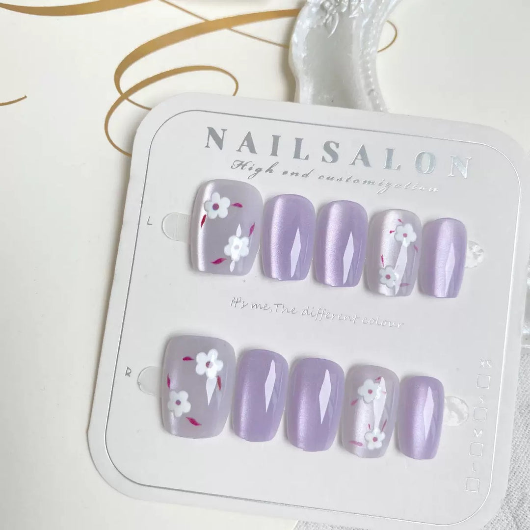Floral-Themed Custom Press-On Nail Set