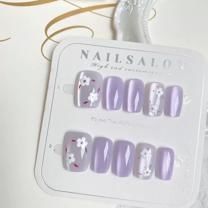 Floral-Themed Custom Press-On Nail Set
