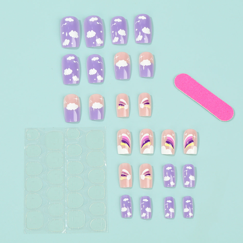 Creative Nail Art Set with colorful rainbow and cloud designs Stornfield
