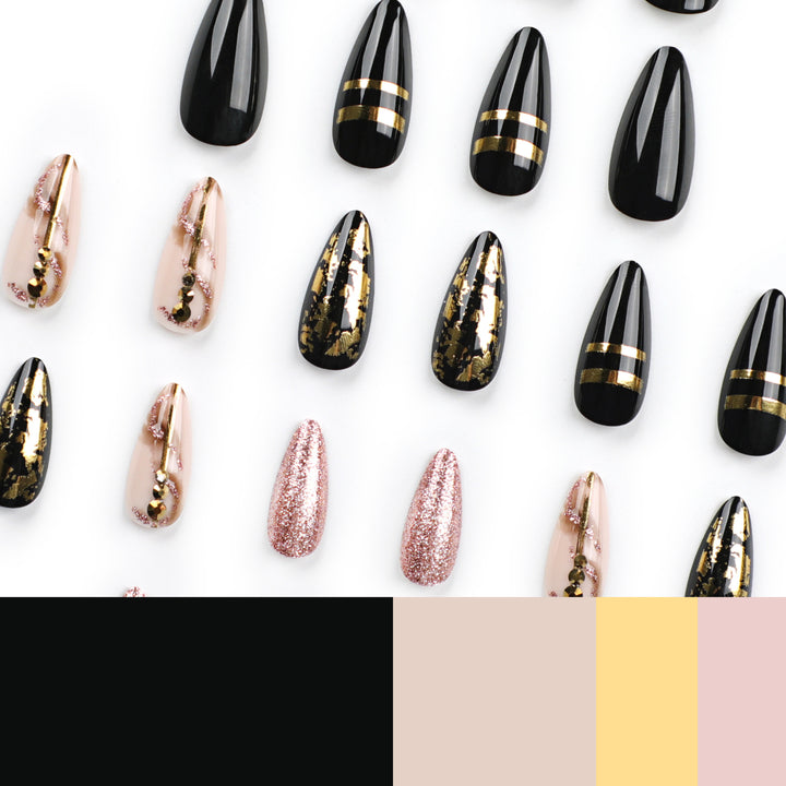 Glamorous stiletto nails with golden accents Stornfield