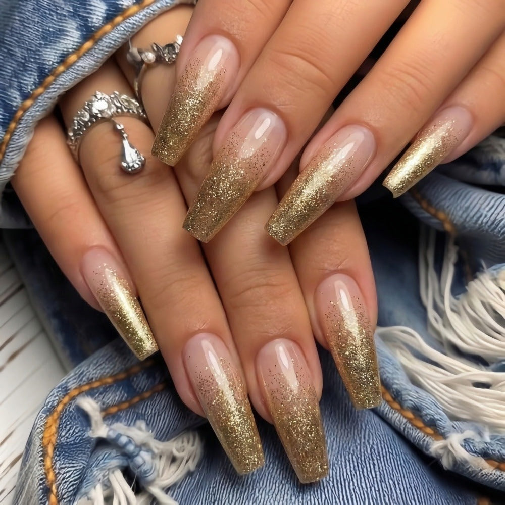 Artificial nails with elegant glitter gradient Stornfield