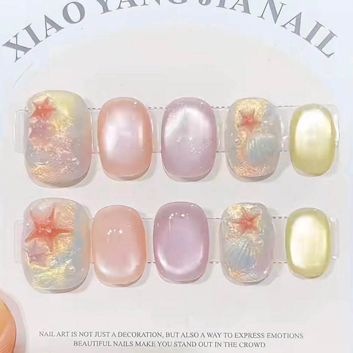 Elaborate Sea-Themed Press-On Nail Art Set