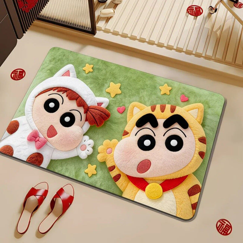 Playful cartoon-themed bath mat