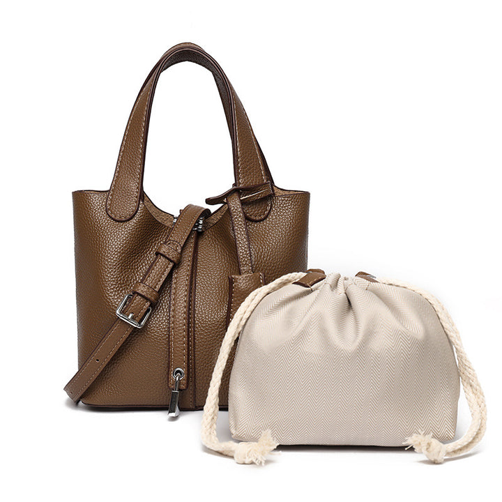 Dual-Compartment Textured Leather Tote Bag Stornfield