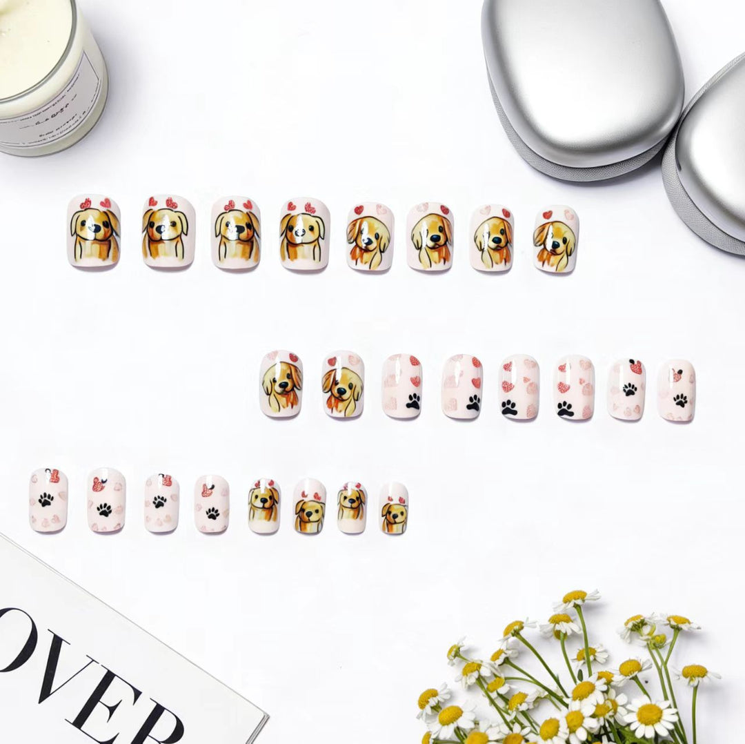 Artificial nails with cute dog friend design Stornfield