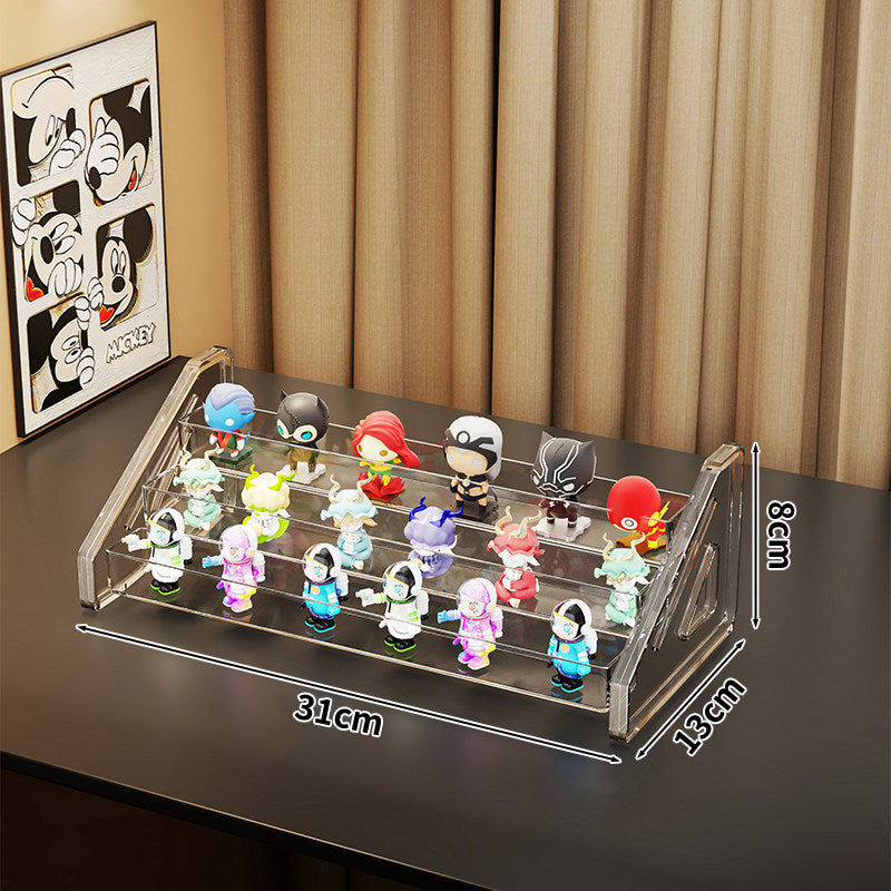 Acrylic Tiered Collectible Figure Display Rack with Angled Clear Risers