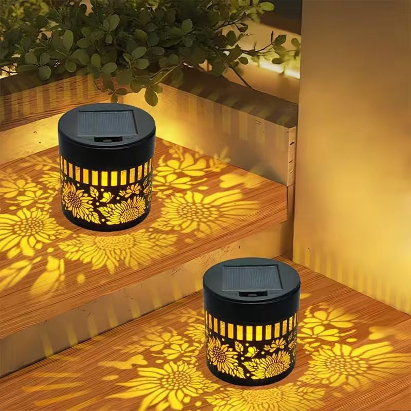 Outdoor Mandala Solar Projection Wall Lights With Patterned Metal Casing And Automatic Dusk-To-Dawn Sensor Stornfield