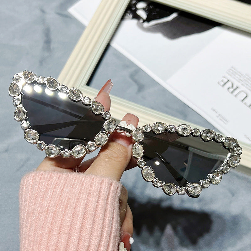 Heart-Shaped Rhinestone-Embellished Sunglasses Stornfield