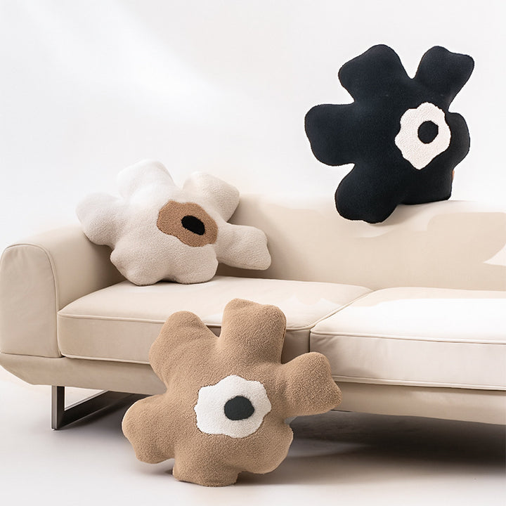 Cozy Decorative Plush Pillow in Organic Flower Shape with Tufted Center Stornfield