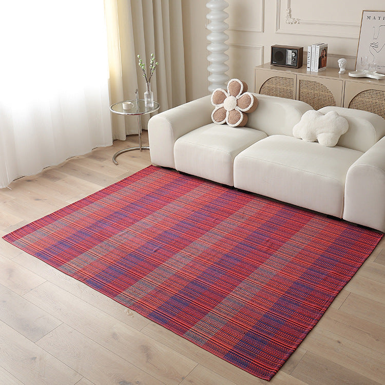 Large area living room rug check pattern, flat woven