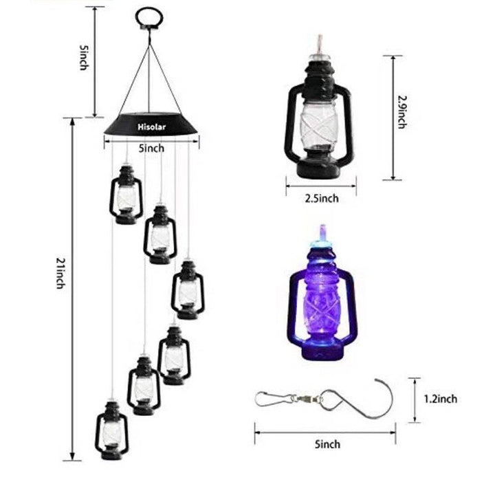Solar-Powered Hanging Hummingbird LED Wind Chime With Color-Changing RGB Acrylic Birds And Weatherproof Top Stornfield