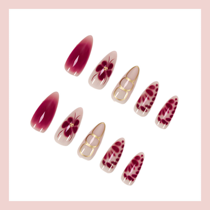 Art nail set with artistic floral and geometric details Stornfield