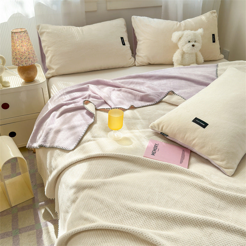 Luxury Waffle-Texture Plush Throw Blanket