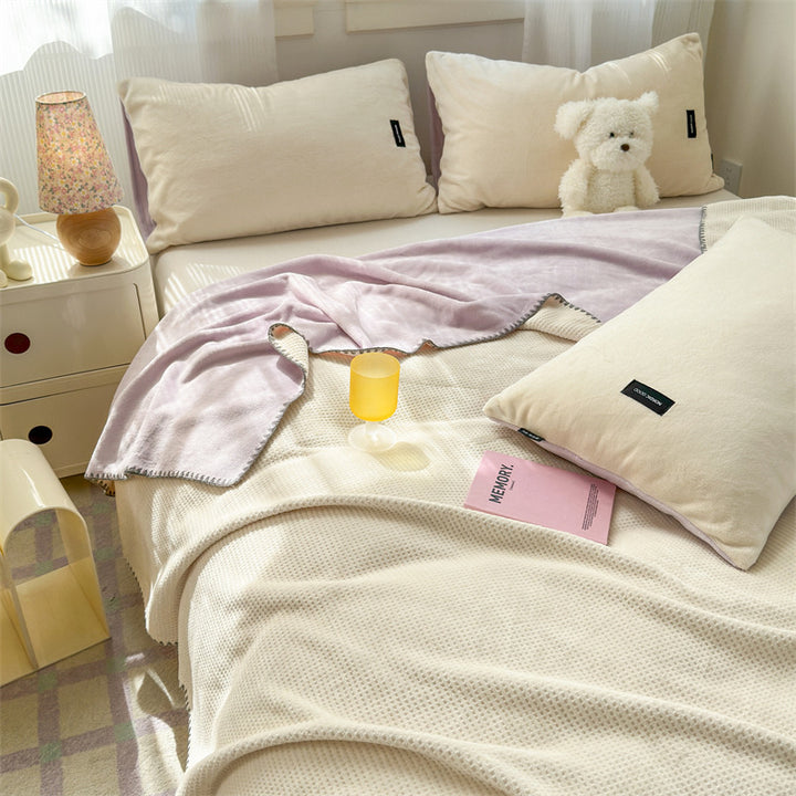 Luxury Waffle-Texture Plush Throw Blanket