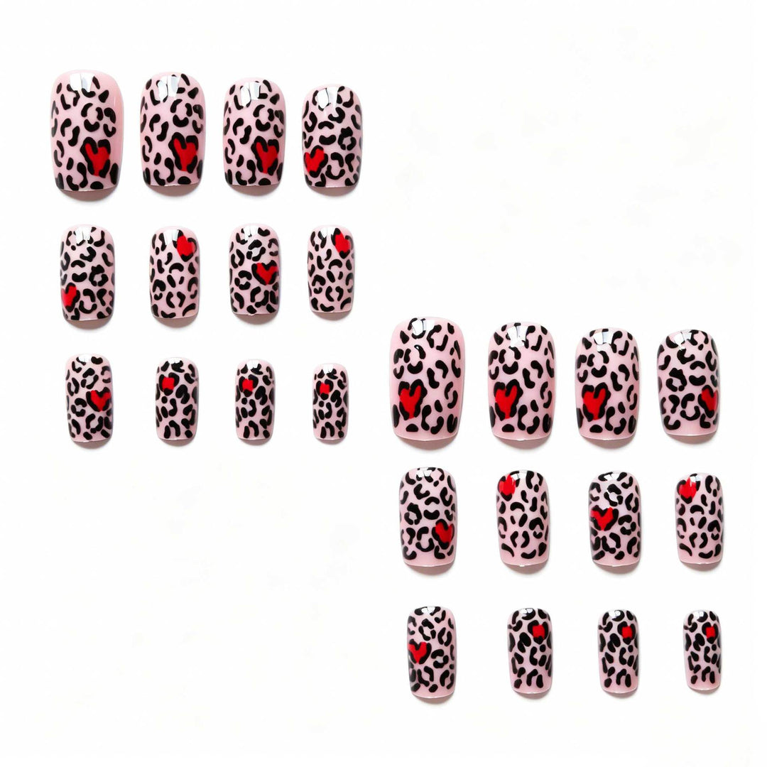 Artistic Leopard Print and Heart Nail Art Kit