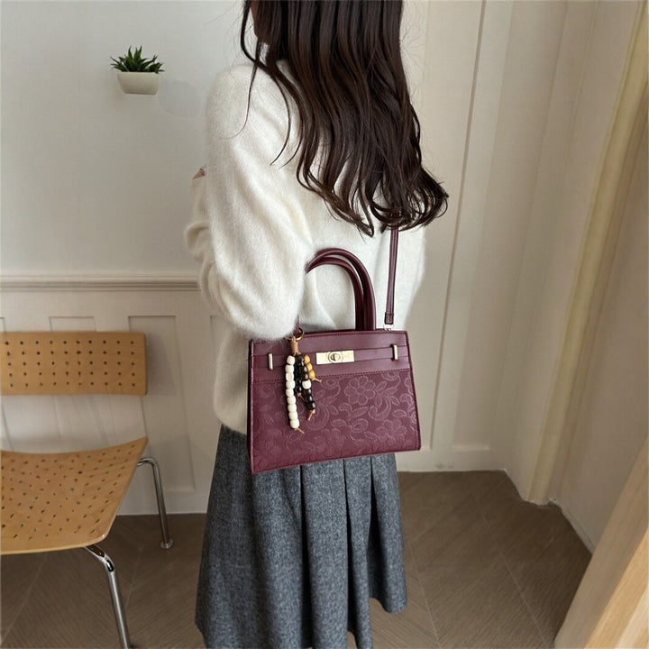 Elegant Embossed Handheld Satchel