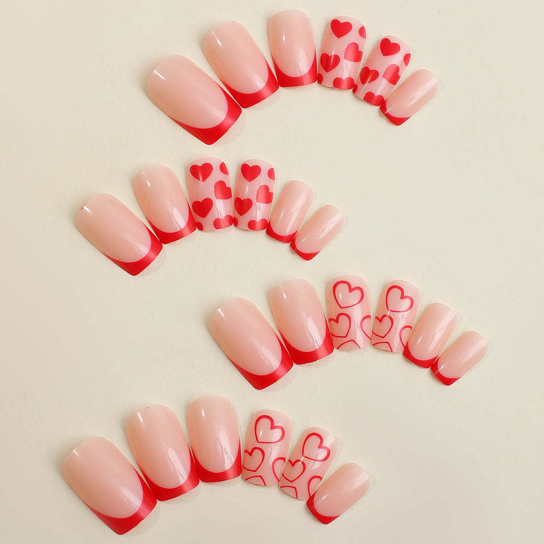 Creative Heart-Themed Press-On Nail Design Stornfield