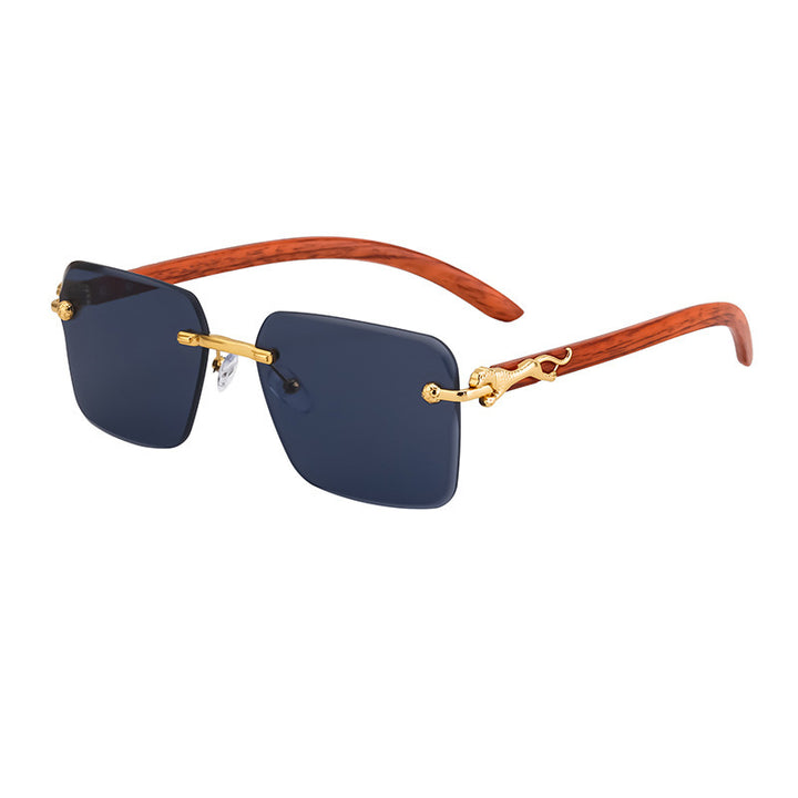 Women’s Fashion Square Sunglasses with Elegant Wooden Arms Stornfield