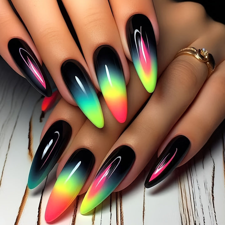 Creative press-on nails with shimmering gradient color Stornfield