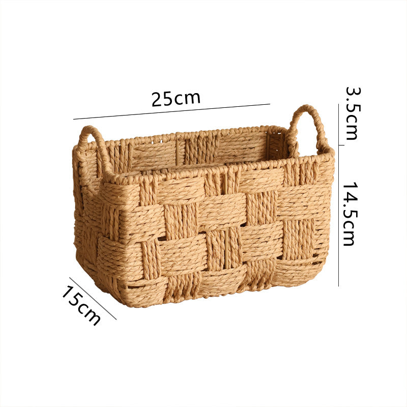Structured storage basket made of natural material Stornfield