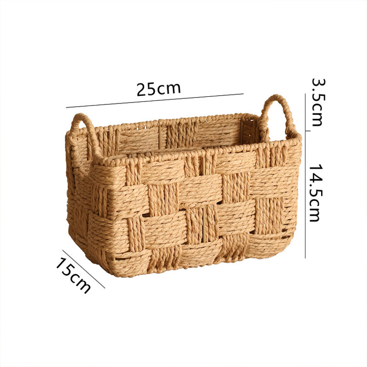 Structured storage basket made of natural material Stornfield