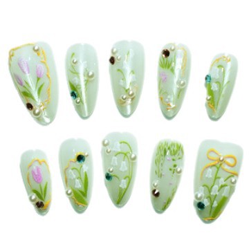 Floral Decorative Press-On Nail Extensions Stornfield
