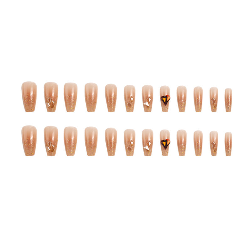 Artificial nail set with glitter and heart accents Stornfield