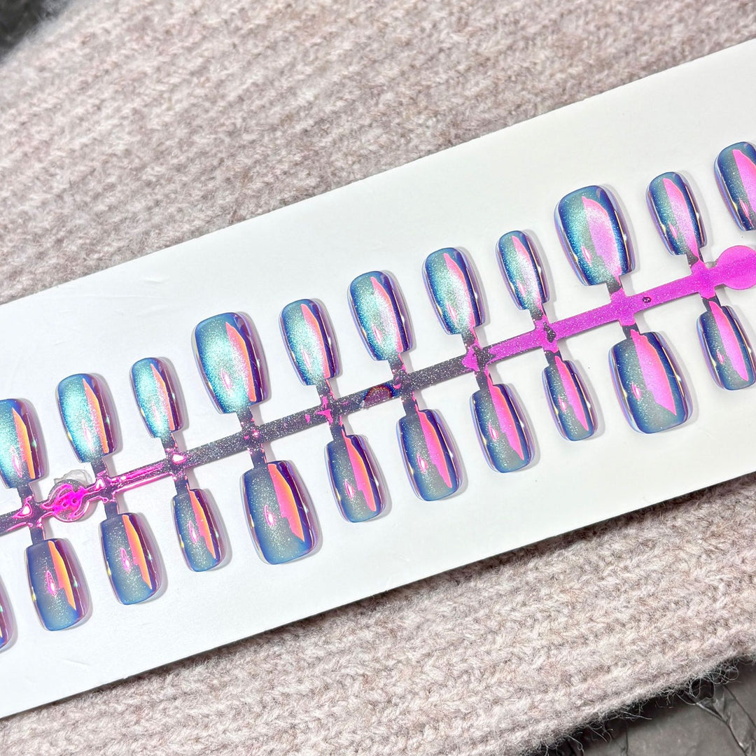 Iridescent Glitter Press-On Nail Set
