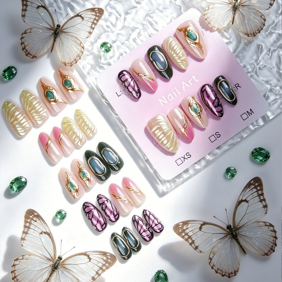 Glamorous artificial nails set with delicate designs Stornfield