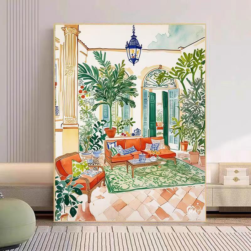 Cozy Living Room Watercolor Art Print Stornfield