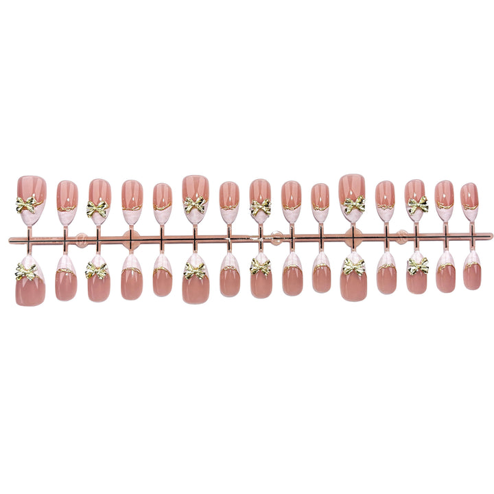 Glamorous Bow-Embellished Press-On Nails
