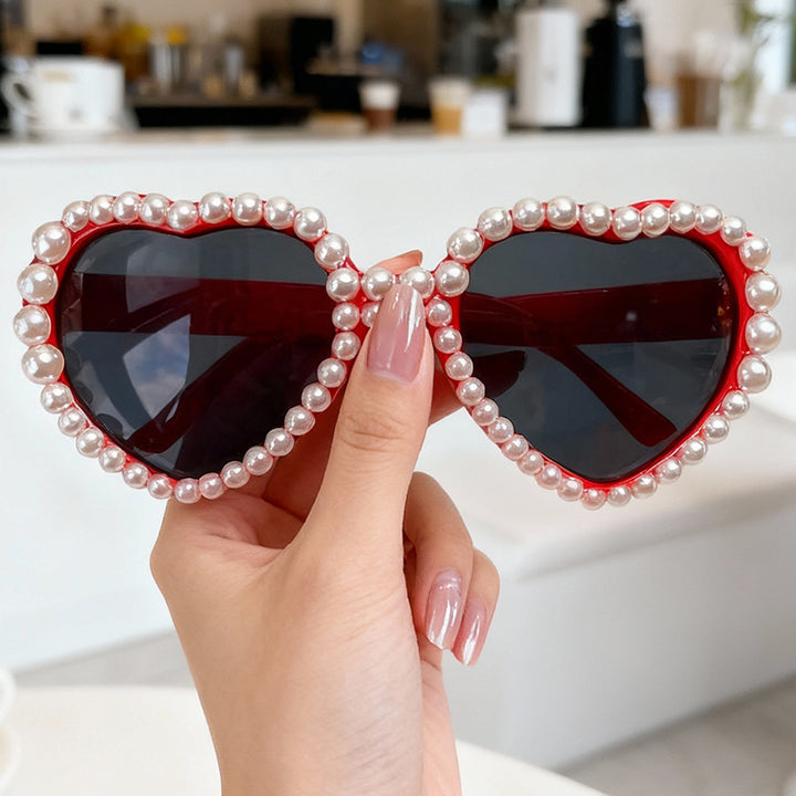 Heart-Shaped Rhinestone-Embellished Sunglasses Stornfield