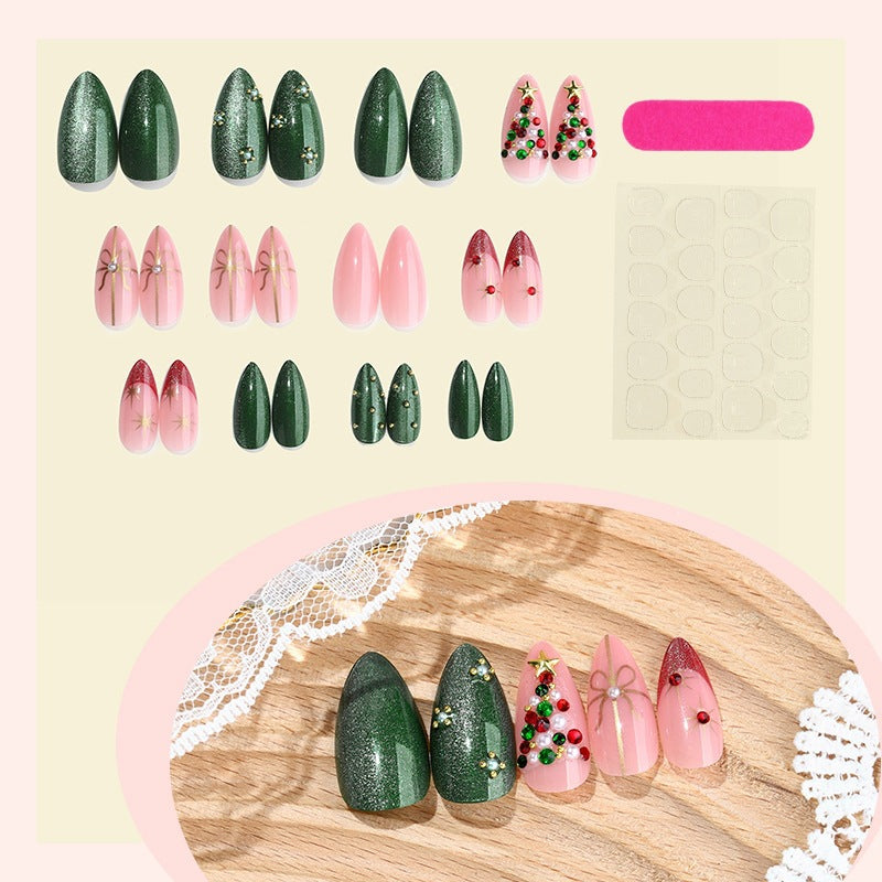 Acrylic nail set with sparkling Christmas designs Stornfield