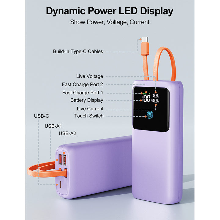 Power bank with LED display and integrated charging ports Stornfield