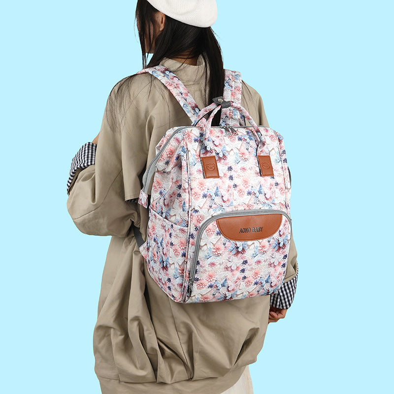 Creative Floral Print Multi-Pocket Diaper Backpack Stornfield