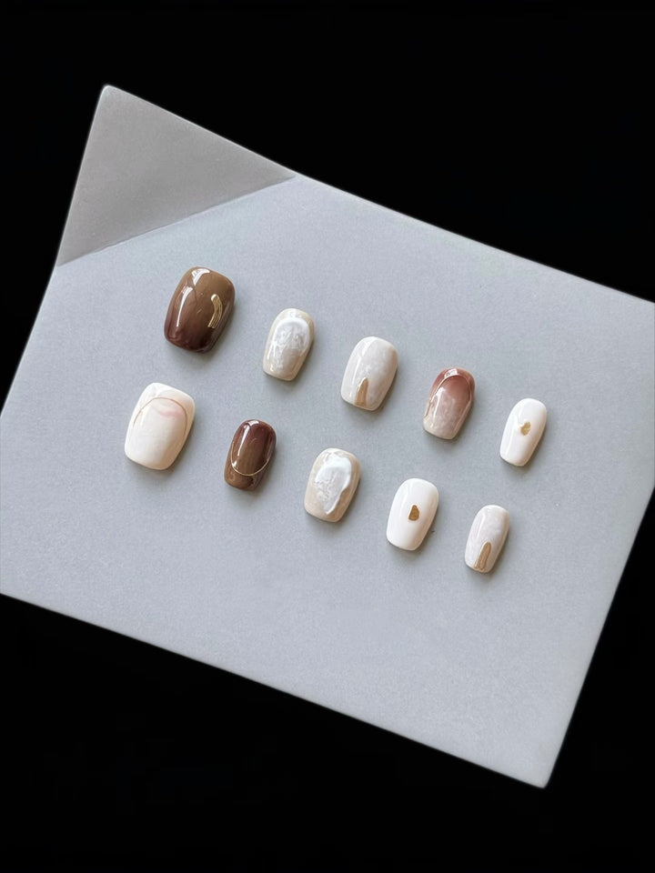 Artistic Marble-Inspired Press-On Nail Set