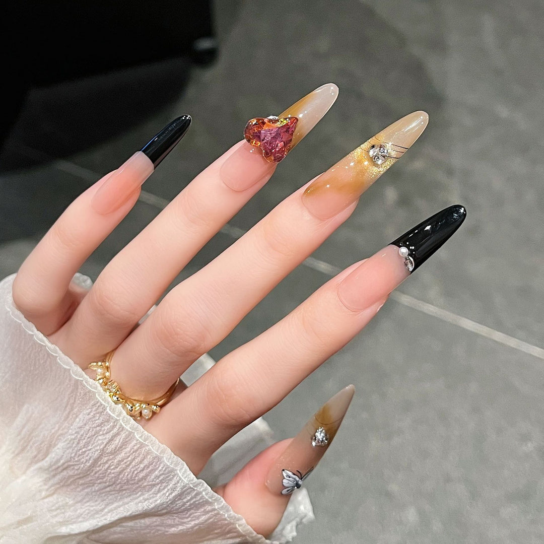 Artistic 3D Butterfly and Gem Nail Extensions Stornfield