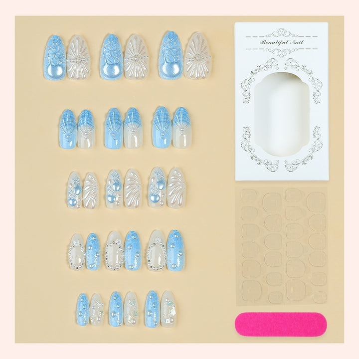Acrylic nail set with exquisite 3D elements and elegant designs Stornfield