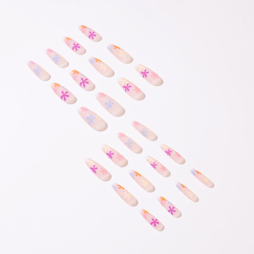 Artificial nail extensions with colorful floral pattern Stornfield