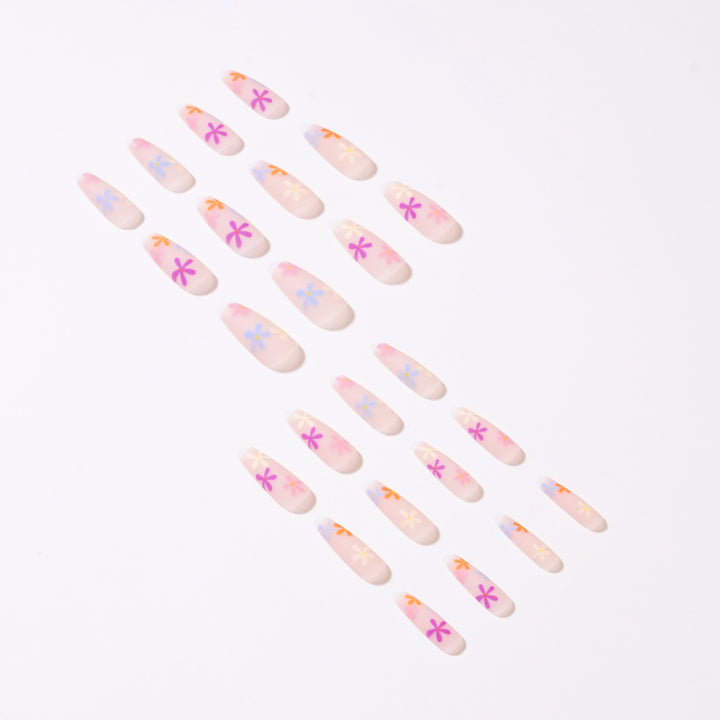 Artificial nail extensions with colorful floral pattern Stornfield
