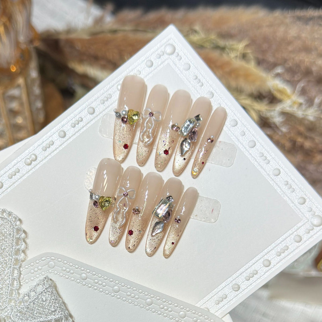 Decorative Stiletto Nail Art Set with Gem Accents Stornfield