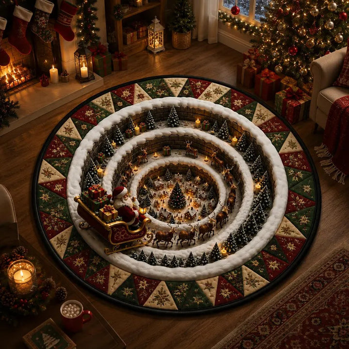 Christmas Village Carousel Area Rug