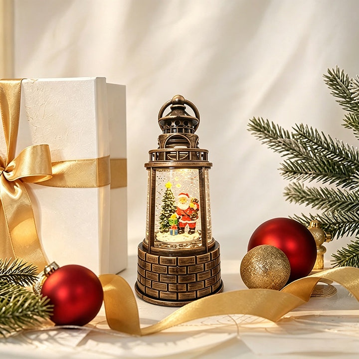 Nostalgic snow lantern with moving snowman scene Stornfield
