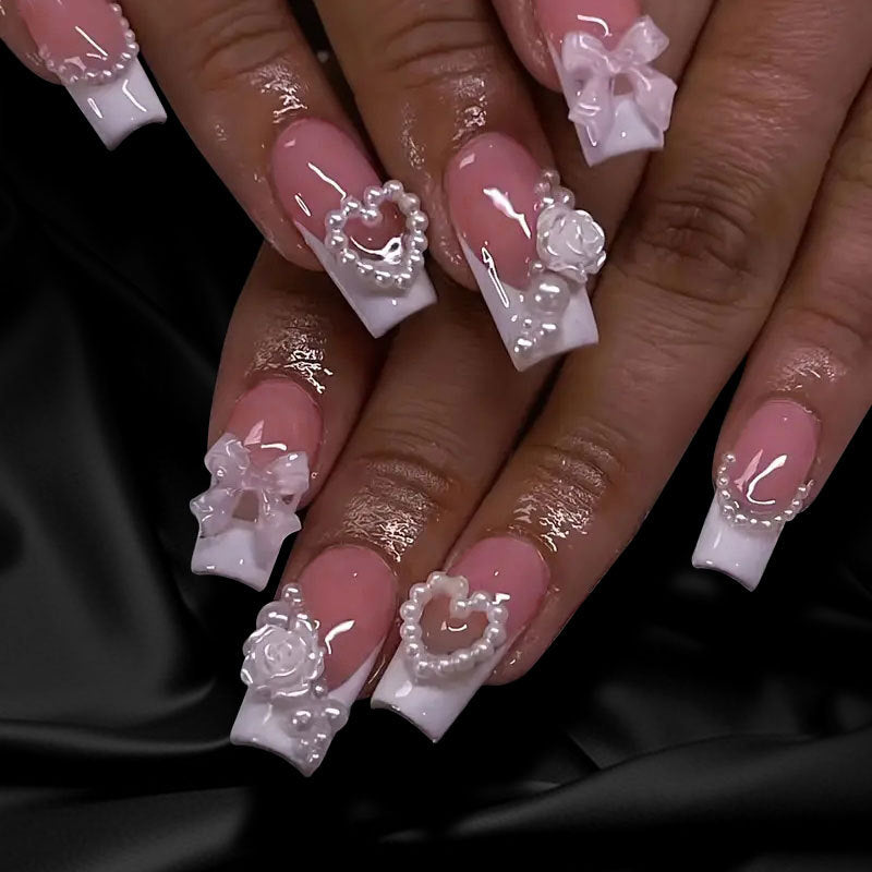 Exquisite 3D Floral and Gem-Embellished Nail Art Extensions Stornfield