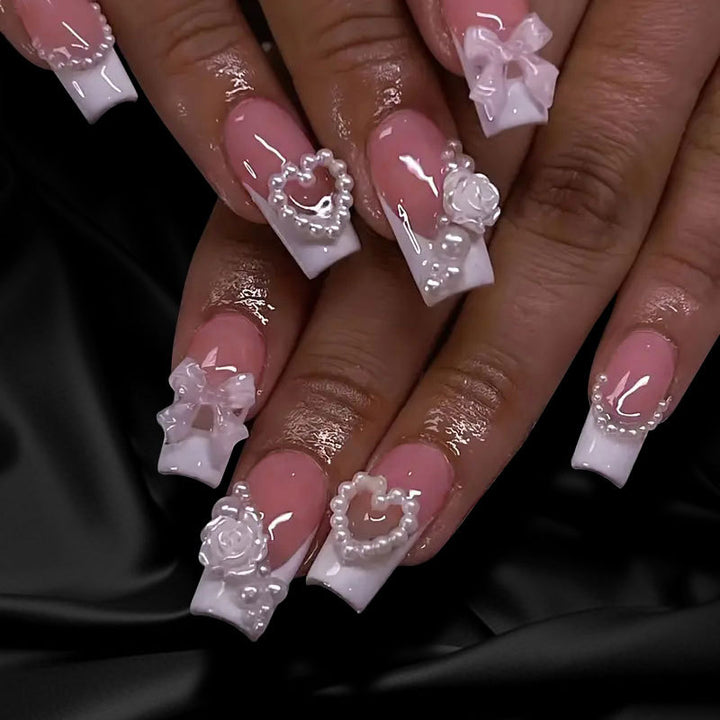 Exquisite 3D Floral and Gem-Embellished Nail Art Extensions Stornfield