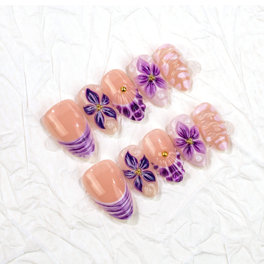 Floral Design Press-On Nail Art Set Stornfield